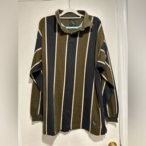 VTG  90s Y2K Mens Sz: XL Ferruche Rugby Top Long Sleeve Vertical Stripe Polo Top